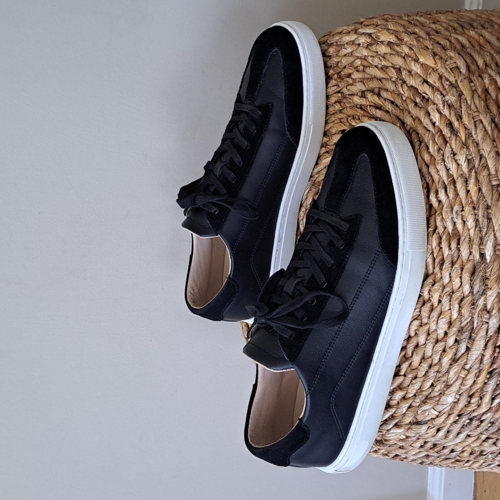 BYLT Mens Retroday Premium Athleisure/Casual Black Leather Sneakers S-11.5‎